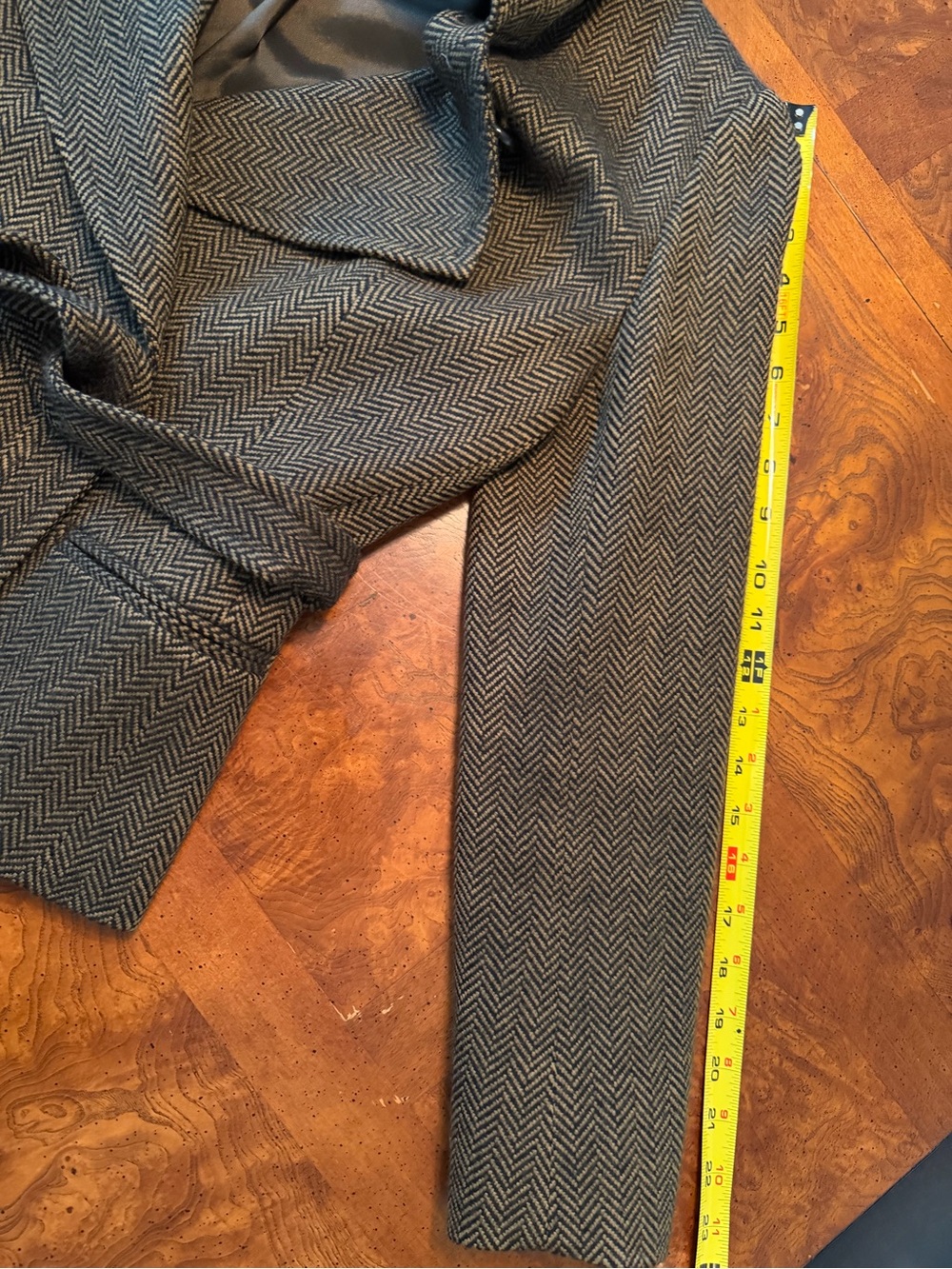 MaxMara Brown Herringbone Wrap Jacket Size 8 Wool/Cashmere - Picture 11 of 12